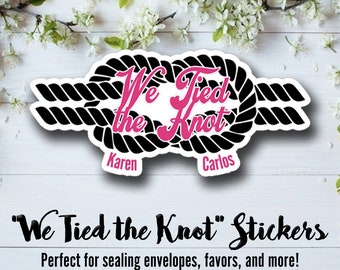 Tied The Knot • Custom Wedding Stickers • Custom Round Stickers - Custom Labels - Round Labels -  Custom Clear Stickers -  Custom Stickers