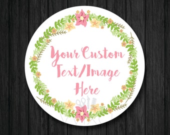 Custom Sticker with Floral Border - Flowers - Thank You Sticker - Custom Wedding Sticker - Spring Time - From 1" to 3.5"!