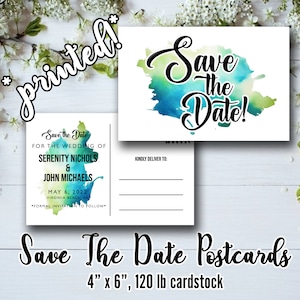 Cartões para salvar a data • Cartão postal para salvar a data em aquarela • Salvar a data para casamento