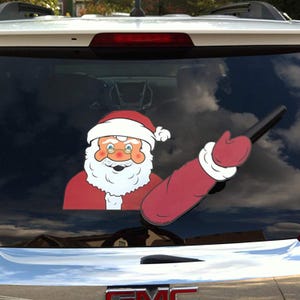 ORIGINAL Waving Santa Claus Christmas WiperTags attach to rear wiper blades. Detachable, interchangeable, and weather resistant. Made in USA
