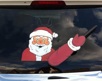 ORIGINAL Waving Santa Claus Christmas WiperTags attach to rear wiper blades. Detachable, interchangeable, and weather resistant. Made in USA