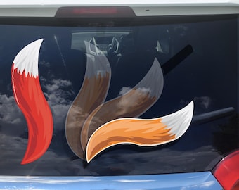 Fox Tails REVERSIBLE (red/orange) Wipertags attach to rear wiper blades. Detachable, interchangeable, weather resistant. For SUVs and vans.
