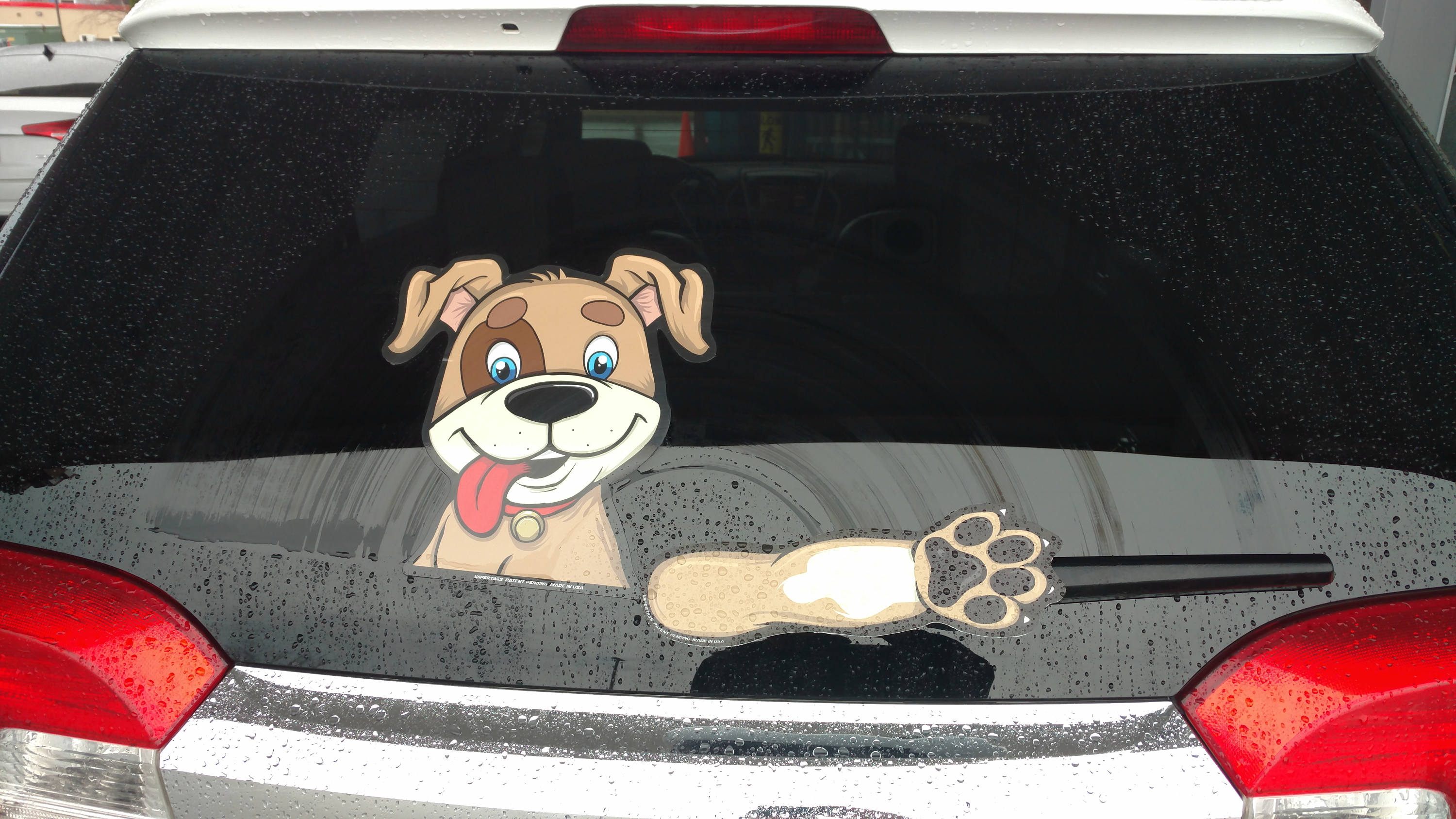 Funny Dog Rear Window Wiper Decal - Golden Retriever Waving Paw, Removable Vinyl Sticker