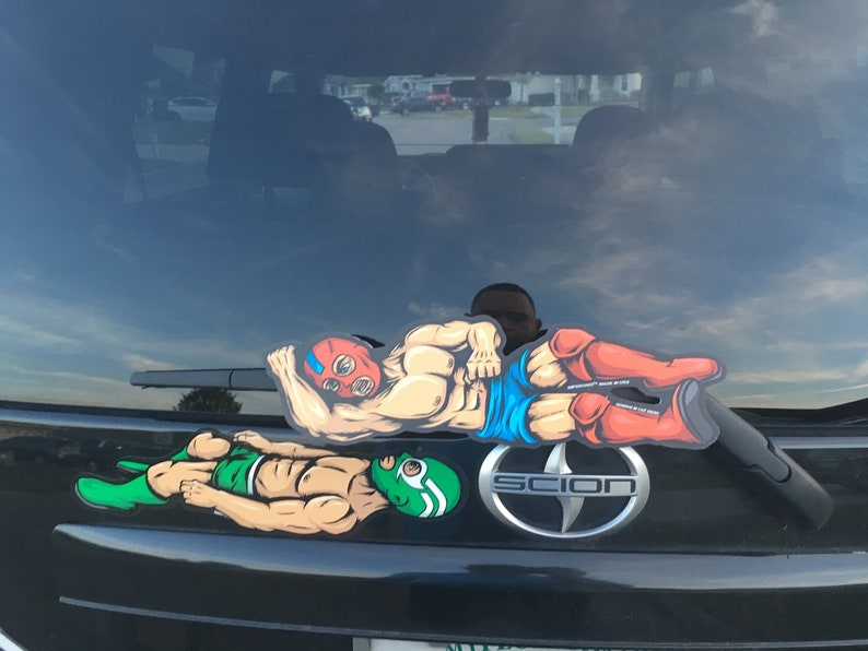 Luchador Wrestling Wipertags Attaches to Rear Vehicle Window Wipers