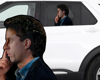 RIDE A LONG Jerry Nose Scratch Perforated Laminated Car Semi Transparent Decal for Backseat Window. Weather resistant and removable.