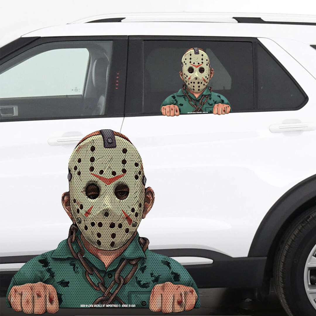 RIDE A LONG Machete Killer in Chains Perforated Decal See Thru Window ...