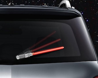 DarkForce Red Saber Non-Reflective WiperTags attach to rear vehicle wiper blade. Detachable, interchangeable, weather resistant. Made in USA