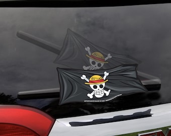 Jolly Roger Pirate Flag WiperTags attach to rear vehicle wiper blades. For SUVs and minivans. Detachable, interchangeable, weatherproof