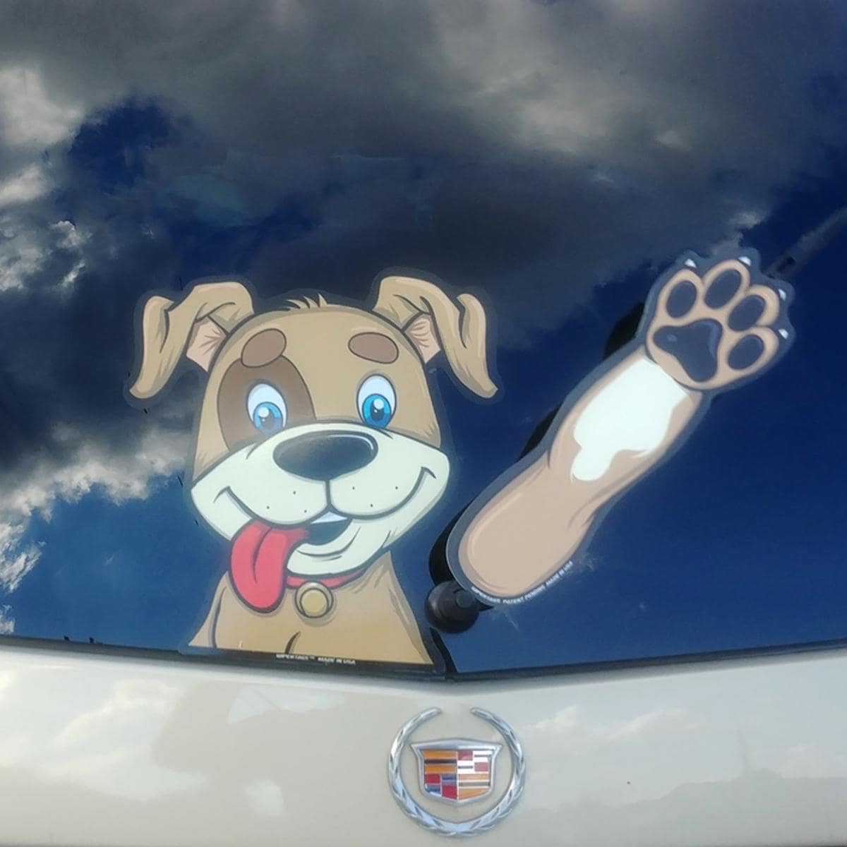 Barley Rescue Dog Waving Wipertag Decal and Paw Attach to Rear Wiper ...