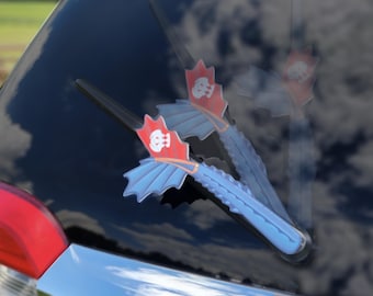 Dragon Training Tail Wipertags attach to rear wiper blades. Detachable, interchangeable, weather resistant. For SUVs and vans. Made in USA