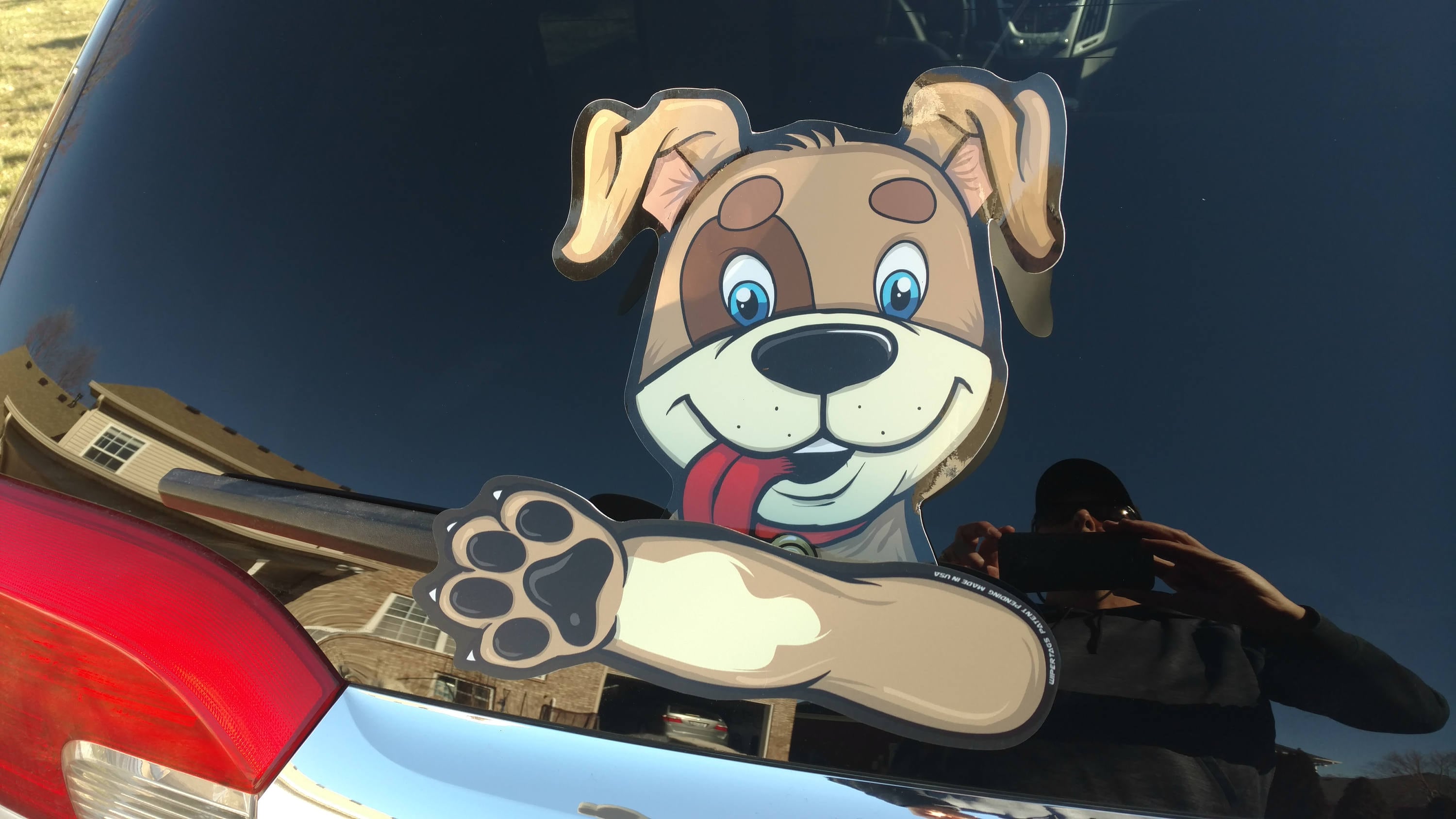 Barley Rescue Dog Waving Wipertag Decal and Paw Attach to Rear Wiper ...