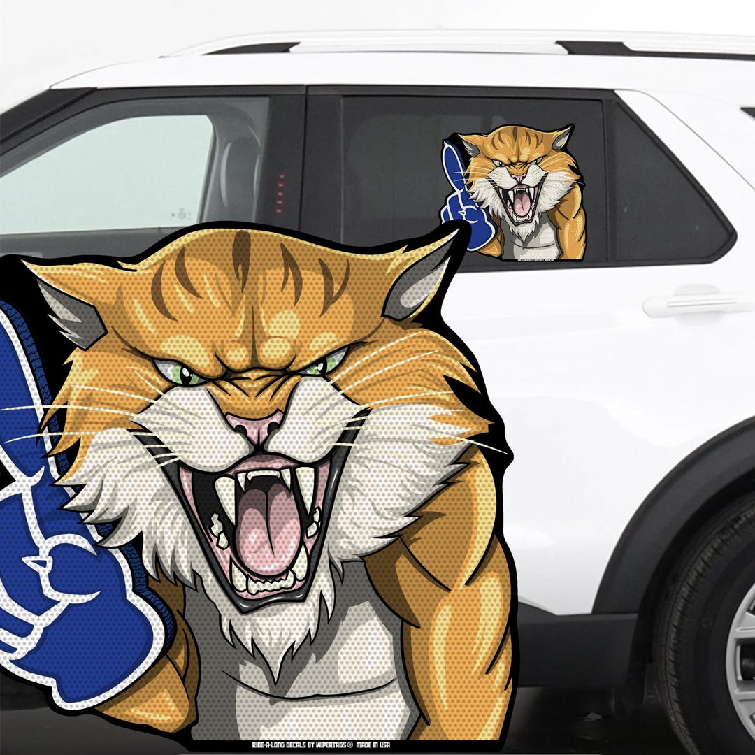 RIDE A LONG Wildcat Mascot #1 Foam Finger Perforated Laminated Car ...