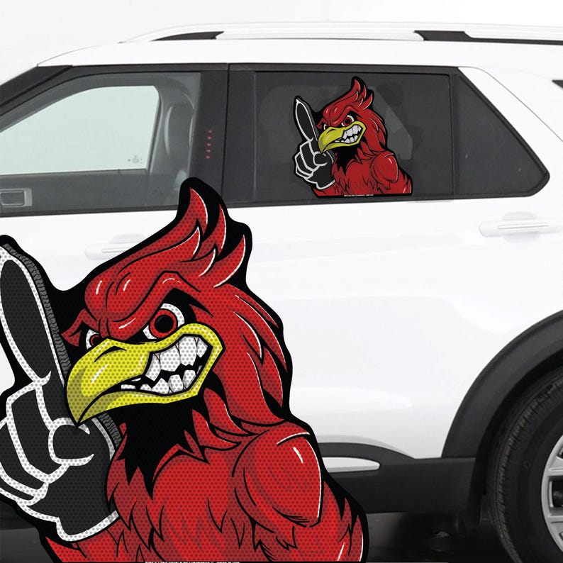 RIDE A LONG Cardinal Mascot #2 Foam Finger Perforated Laminated Car ...