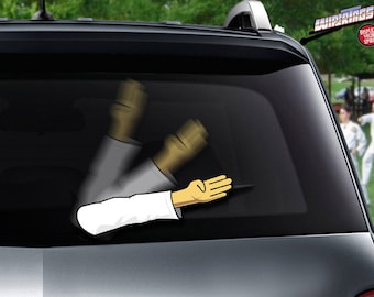 Chop Chop Karate Arm Wipertag attaches to rear vehicle wiper blades. Detachable, interchangeable, and weather resistant. Made in the USA.