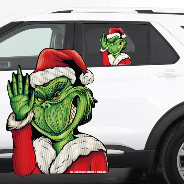 RIDE A LONG Grim Santa Perforated See Thru Window Decal (not for rear wiper)