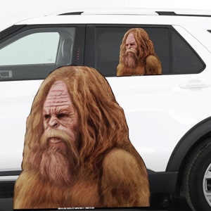 RIDE A LONG Bigfoot Sasquatch Perforated Laminated Car Window Semi Transparent Decal Riding in Backseat. Weather resistant and removable.