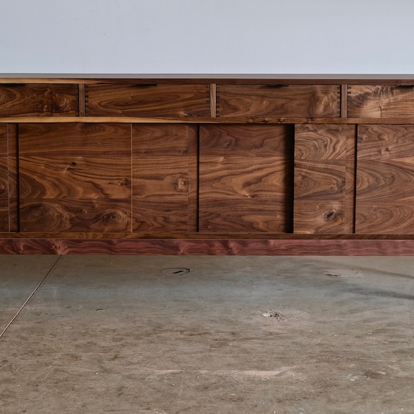 Walnut Credenza | Mid Century Modern Credenza | Heirloom Quality Solid Wood Buffet and Sideboard | Danish Modern Console Table