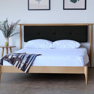 Upholstered Headboard Bed Made To Order Solid Wood Platform Bed Mid Century Modern Storage Bed Walnut Bedframe Maple Bed Bed No. 3 image 8