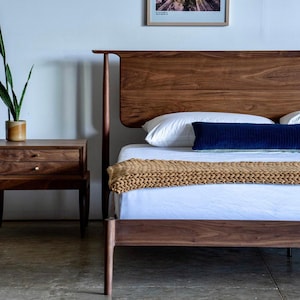 Danish Design Solid Hardwood Bed | Minimalist Wood Bed Frame | Mid Century Bed | Mid Century Modern Bedroom Furniture | Bed No. 5