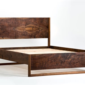 Black Walnut Platform Bed: Mid-Century Modern Bedframe, Optional Storage