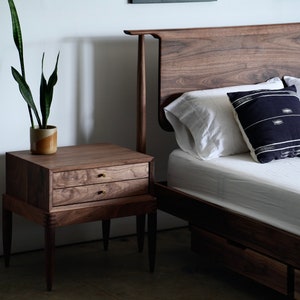 Danish Design Solid Hardwood Bed Minimalist Wood Bed Frame Mid Century Bed Mid Century Modern Bedroom Furniture Bed No. 5 image 9