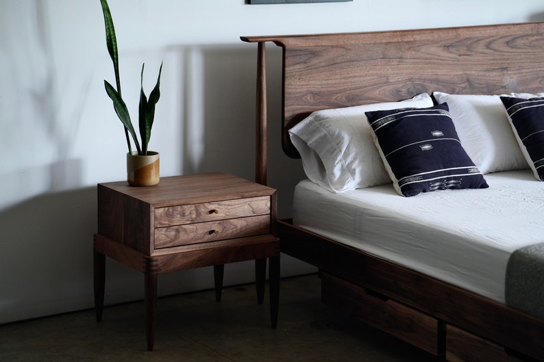 Danish Design Solid Hardwood Bed Minimalist Wood Bed Frame Mid Century Bed Mid Century Modern Bedroom Furniture Bed No. 5 image 9