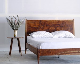 Mid Century Modern Platform Bed / Solid Wood Storage Bed / Walnut King Size Bed / Bed No.4 / Made To Order
