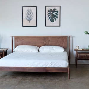 Danish Design Solid Hardwood Bed Minimalist Wood Bed Frame Mid Century Bed Mid Century Modern Bedroom Furniture Bed No. 5 image 2