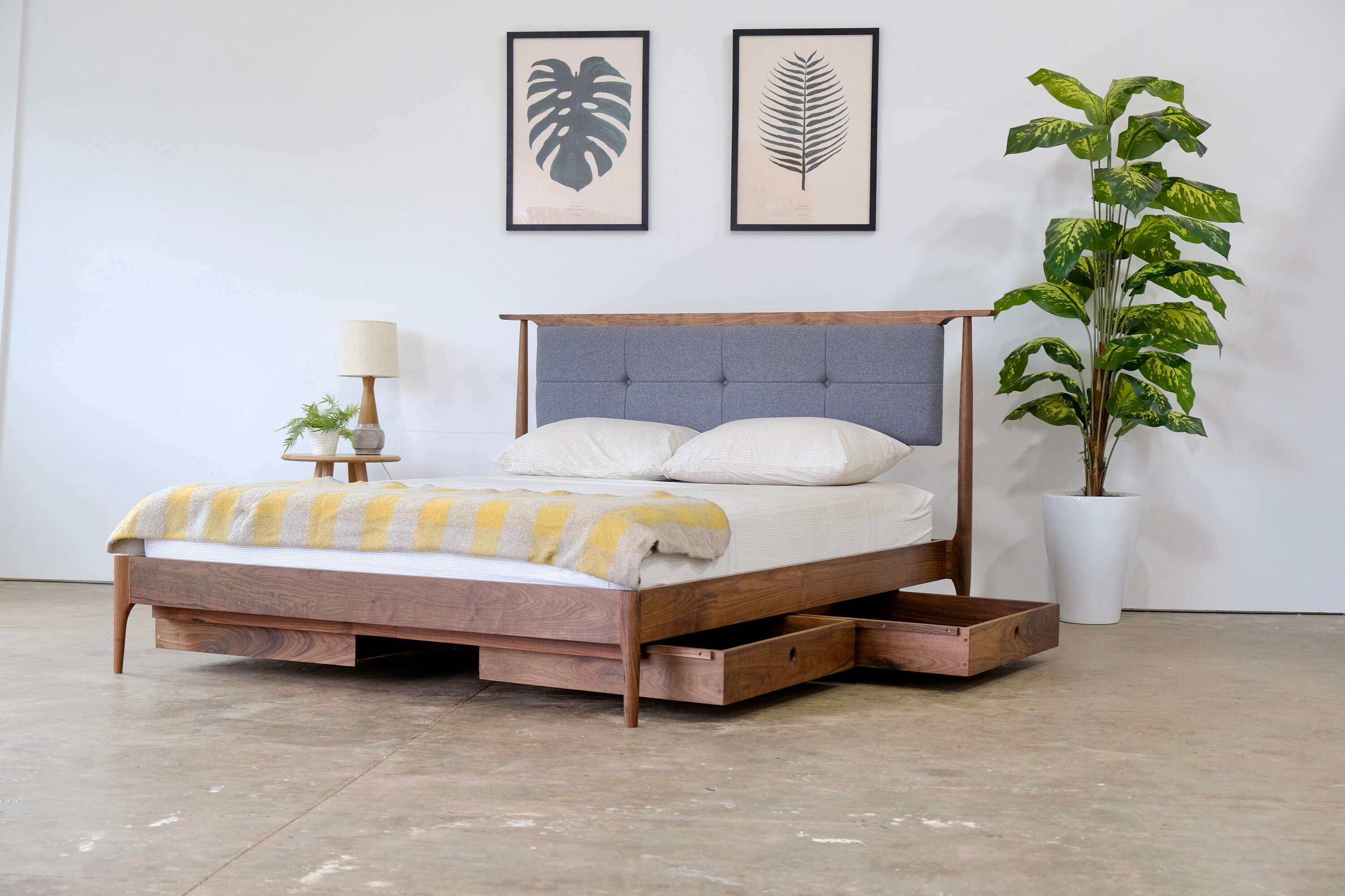 Mid Century Modern Platform Bed / Solid Walnut Platform Bed Etsy Israel