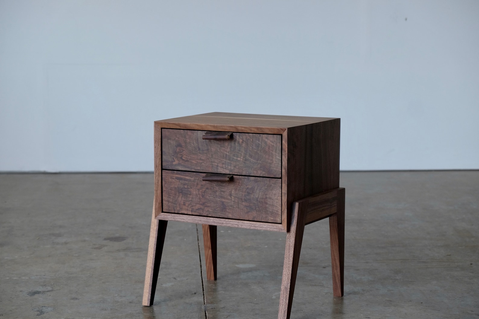 Mid Century Modern Walnut Nightstand With Drawers Mid Etsy