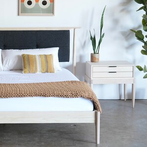 Upholstered Headboard Bed Made To Order Solid Wood Platform Bed Mid Century Modern Storage Bed Walnut Bedframe Maple Bed Bed No. 3 image 6