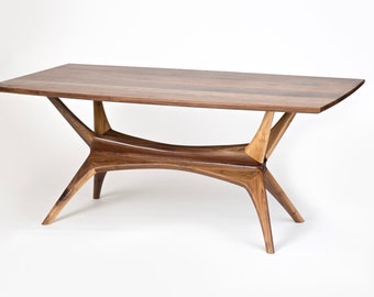 Mid Century Modern Dining Table | Solid Walnut Kitchen Table | Danish Modern Wood Table | Mid Century Modern Furniture