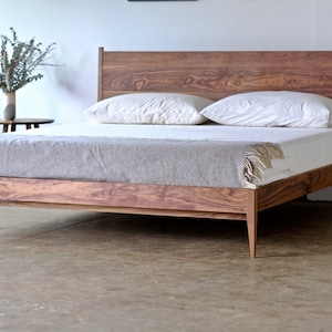 Walnut Platform Bed: King Size with Storage Drawers