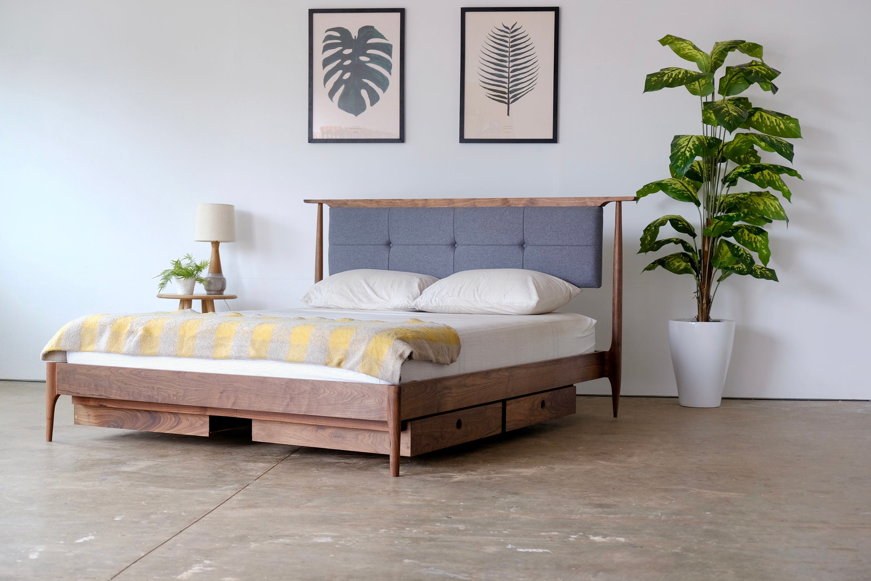 Mid Century Modern Platform Bed / Solid Walnut Platform Bed Etsy