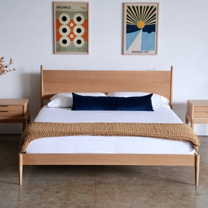 Danish Design Solid Hardwood Bed | Minimalist Wood Bed Frame | Mid Century Bed | Mid Century Modern Bed