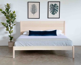 Solid Maple Platform Bed: Modern Wood Bed Frame, Optional Storage