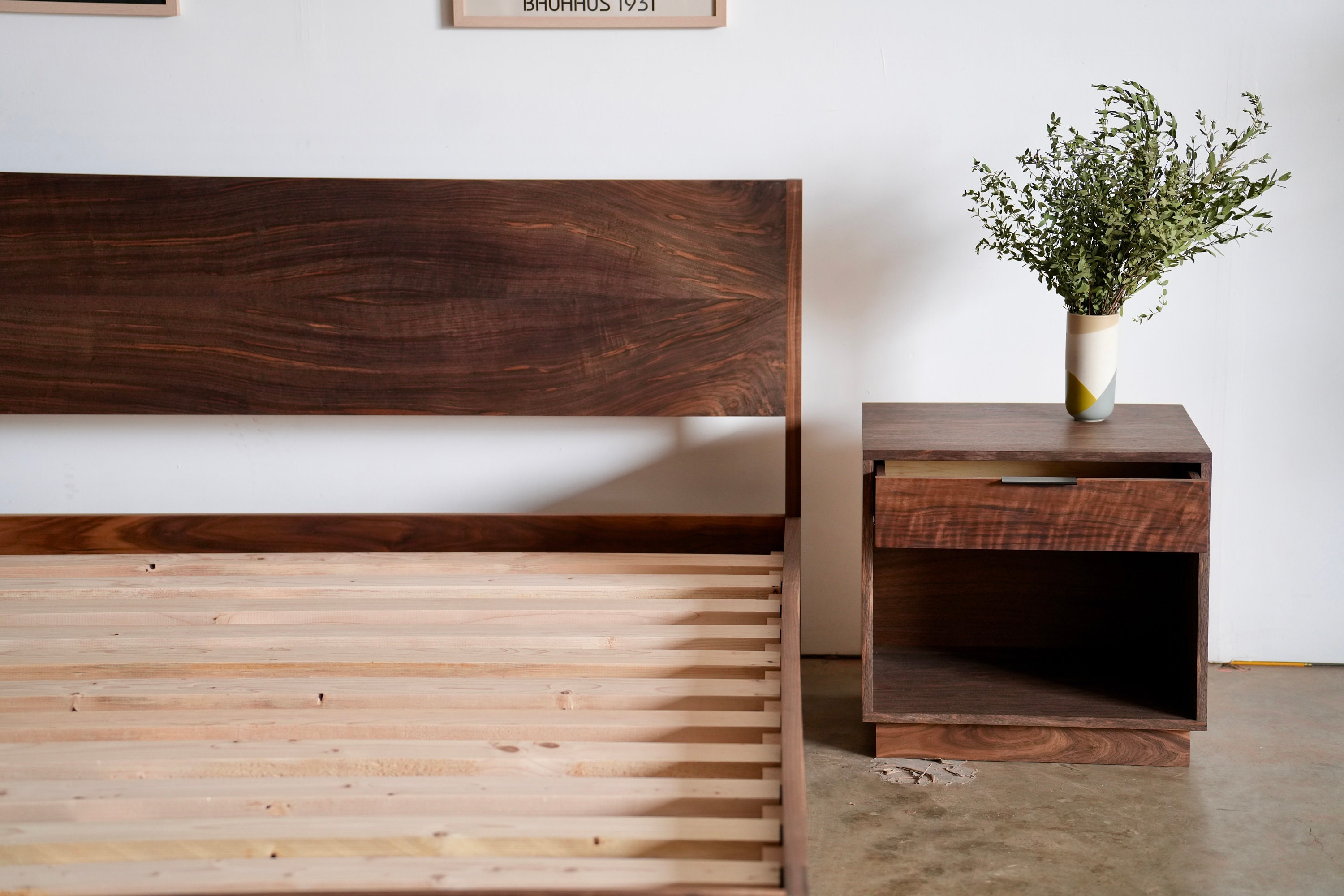 Mid Century Modern Walnut Platform Bed: King/queen Size, Optional Storage -  Etsy, image size:3000x2000
