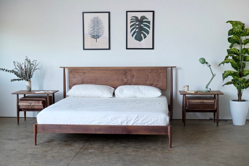 Mid Century Modern Platform Bed Frame / Storage Bed image 5