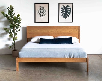 Solid Wood Platform Bed: Modern Cherry Storage Bed Options
