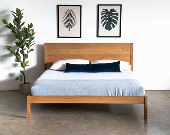 Modern Simple Platform Bed / Solid Wood Platform Bed / Solid Cherry Platform Storage Bed Options