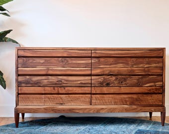 Handcrafted Solid Walnut Dresser | Mid Century Modern Dresser | Wooden Chest of Drawers | Vintage Style Home Decor | Custom Built Dresser