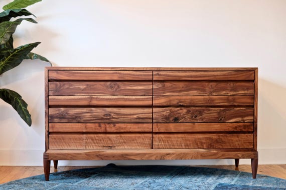 Mid Century Modern Dresser Solid Walnut Dresser Handmade Etsy
