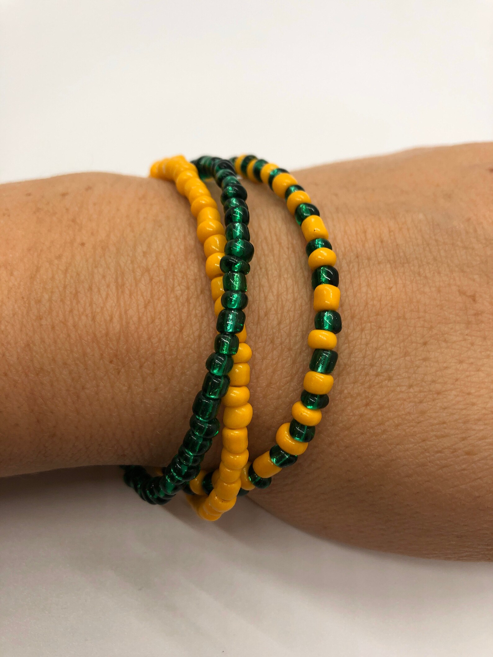 Pulsera verde y amarilla de 3 hilos Etsy