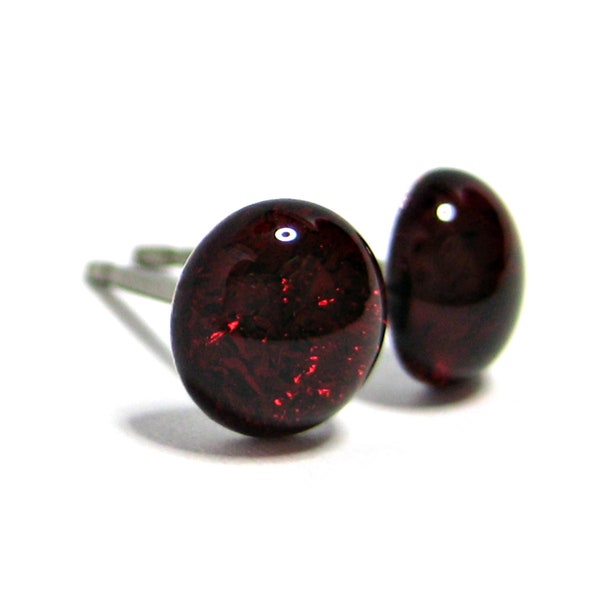 Cabernet Red ColorPOP Stud Earrings | Surgical Steel or Hypoallergenic Titanium Posts, Handmade in Canada