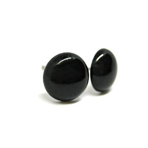 Black Satin Solid Color Stud Earrings | Surgical Steel or Hypoallergenic Titanium Posts, Handmade in Canada
