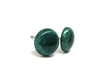 Sacramento Green Solid Color Stud Earrings | Surgical Steel or Hypoallergenic Titanium Posts, Handmade in Canada