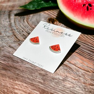 Watermelon Stud Earrings Surgical Steel or Hypoallergenic Titanium Posts, Handmade in Canada image 2