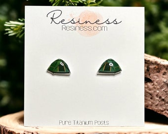 Camping Tent Stud Earrings | Surgical Steel or Hypoallergenic Titanium Posts, Handmade in Canada