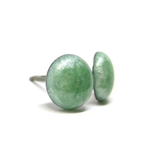 Pistachio Green Solid Color Stud Earrings | Surgical Steel or Hypoallergenic Titanium Posts, Handmade in Canada