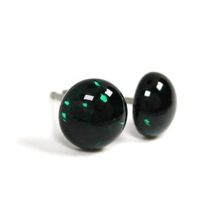 Hunter Green Glitter Titanium Stud Earrings | Hypoallergenic Pure Titanium Posts, Handmade in Canada